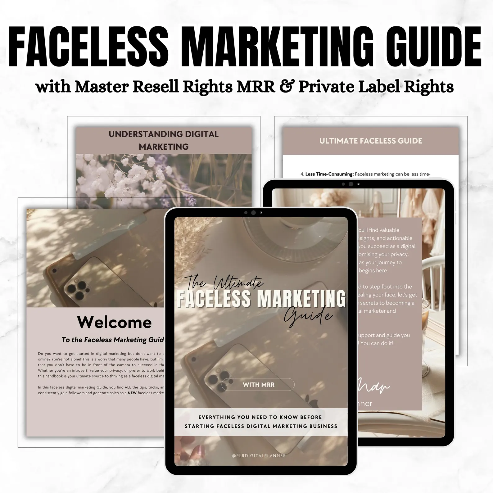 Faceless Digital Marketing Guide | Canva Template with PLR & MRR | DFY Lead Magnet