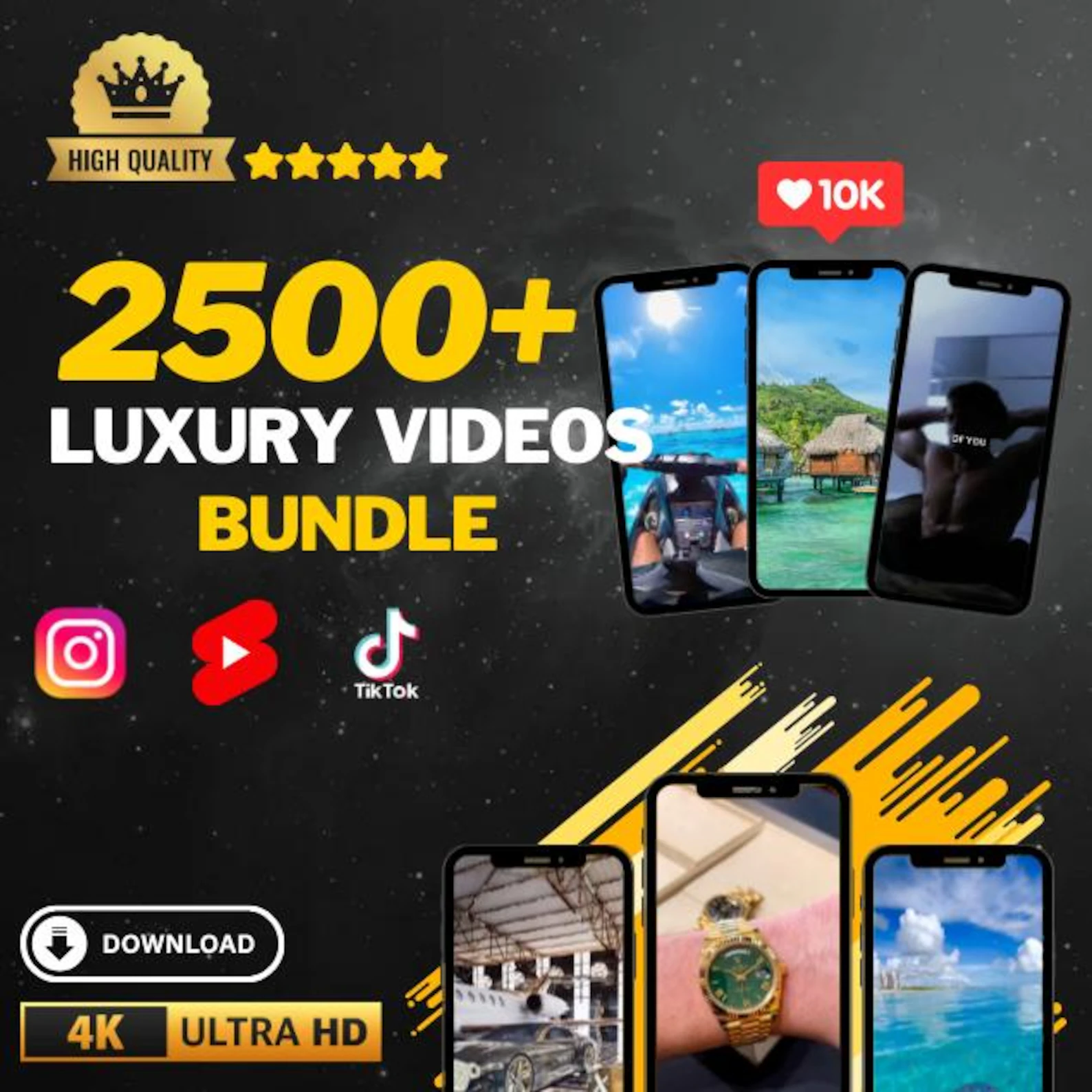 2500+ Luxury Video Bundle | Reels, TikTok & Shorts | Instant Download
